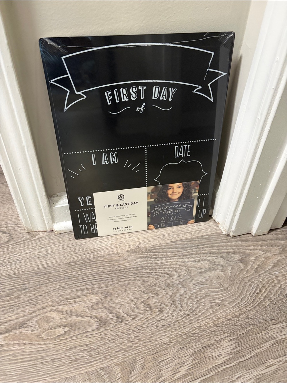 First Day Chalkboard Sign - Black & White